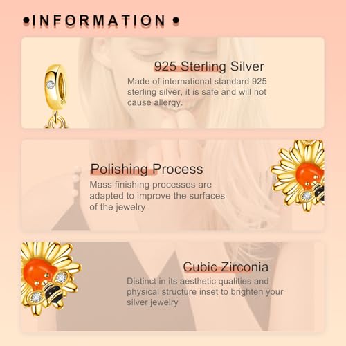 Image of S925 Sterling Silver Gold Plated Romantic Charms, Gifts for Mom Girlfriend Family on Valentine's Day Birthday Christmas Anniversary, Bracelet Necklace Bead Charm
