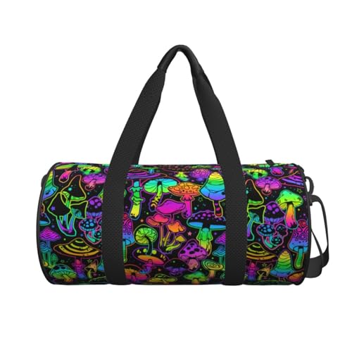 Bright Mushrooms Round Travel Duffel Bag Large Capacity Gym Sports Bags for Hiking Vacation Trips2