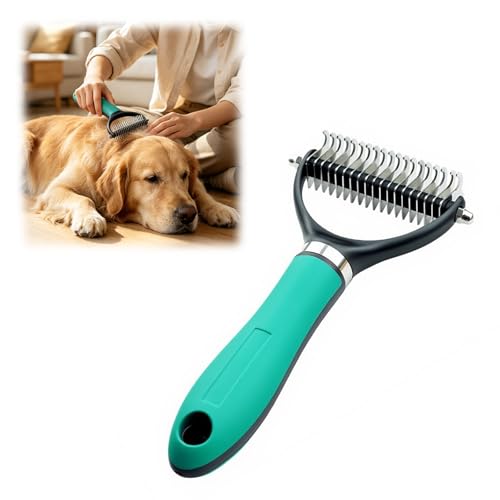 Deshedding Dog Brush for Shedding, 2026 New Multifunctional Double-Sided Pet Grooming Comb Tool, Undercoat Rake Pet Brush for Long Haired for Dogs &amp; Cats (Green)