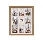 Procut Global 20x16 Oak Photo Frames for Multiple Pictures with White Mount To Fit (9x) 6x4" Multi Apertures - Wall Hanging Collage Frame Ideal for Friends & Family Memories