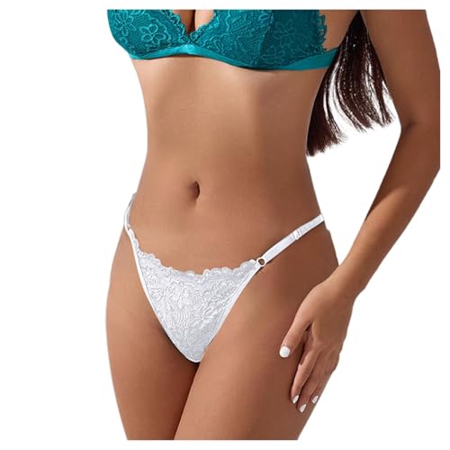 Image of Generic Women's Underwear, Low-Rise, Sheer, Adjustable Lace Thong for Women, White, S