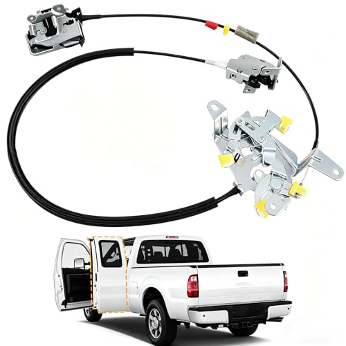 Image of Rear Left Driver Side Extended Cab Door Lock Latch with Cable Compatible with Ford F250 F350 F450 F550 Super Duty 1999-2007 Replace #: 6C3Z-28264A01-A