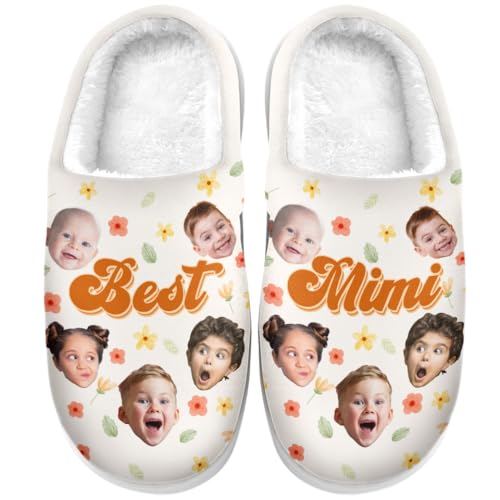 Custom Photo Fluffy Slippers For Women Men, Mothers Day Birthday Gifts For Mom, Grandma, Family Members