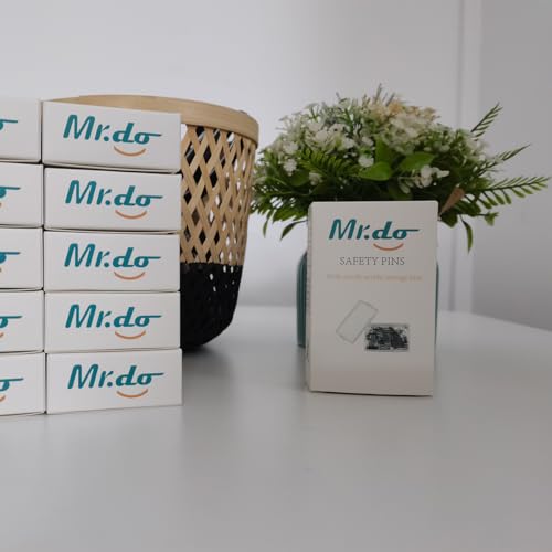 Mr.do Sicherheitsnadeln 50 Stück in 4 Verschiedenen Größen mit Box Fingerschutz Silber Edelstahl