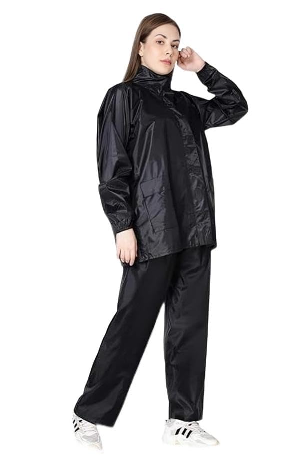 Rain Coat for Women's Waterproof with Hood Set of Top and Bottom-image-12
