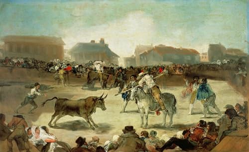 Impression sur toile Un Combat de Village de Goya, une oeuvre d'art haut de gamme 60x90