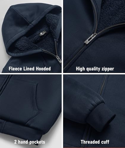 Image of SCODI Hoodies for Men Heavyweight Fleece Sweatshirt - Full Zip Up Thick Sherpa Lined Hooded Sweatshirts