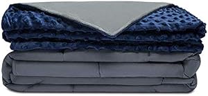 Quility Premium Adult Weighted Blanket & Removable Cover - 20 lbs - 60"x80" - for Individual Between 190-240 lbs - Full Size Bed - Premium Glass Beads - Cotton/Minky - Grey/Navy Blue Color Quility Premium Adult Weighted Blanket & Removable Cover - 20 lbs - 60"x80" - for Individual Between 190-240 lbs - Full Size Bed - Premium Glass Beads - Cotton/Minky - Grey/Navy Blue Color