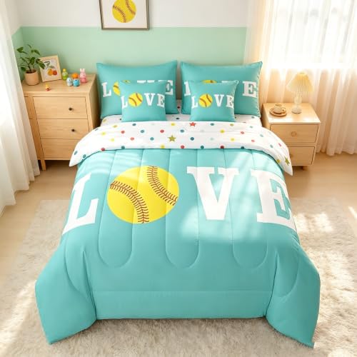 Image of Feelyou Softball Bedding Set Queen Size Kids Boys Girls 7 Piece