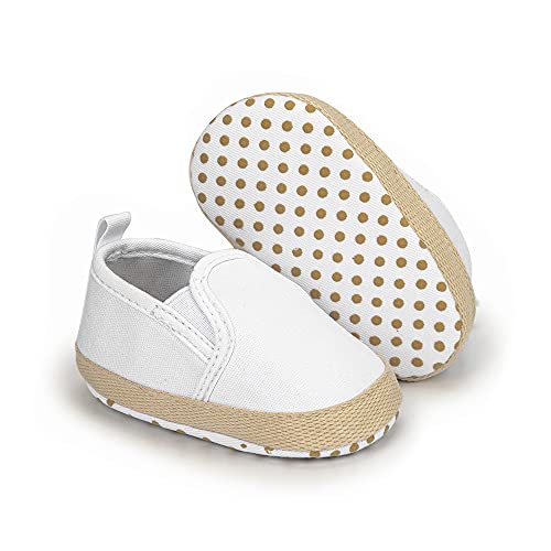 Image of Meckior Infant Baby Girls Boys Canvas Shoes Soft Sole Toddler Slip On Newborn Crib Moccasins Casual Sneaker Austin Boy's Flat Lazy Loafers First Walkers Skate Shoe