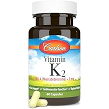 Carlson - Vitamin K2, MK-4 Menatetrenone, Vitamin K Supplement, Bone & Heart Health, K2 Vitamin, Soy-free, 60 capsules