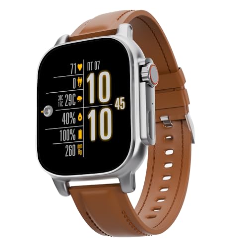 Image of Vibez by Lifelong Premium Luxury Smart Watch for Men - 60 Day Battery 950mAH - 2.02 Ultra HD Display & 900 NITS Men's Smartwatch - Stainless Steel Dial & BT Calling (Pacific,Brown)