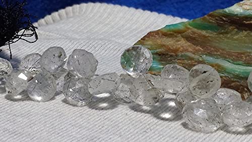 Quartz tourmaliné perles facettées poires briolettes graduating fil gemme - 2