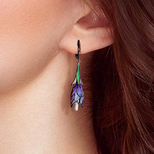 Boucles d'oreilles fleur violette anti-ternissement bijoux fins