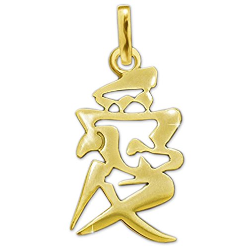 Clever Schmuck Pendentif caractère chinois 'Amour', ouvert, en or véritable 333