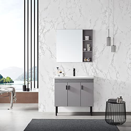 Image of practicalWs Marble Paper Granite Gray /White Roll Kitchen Countertop Cabinet Furniture is Renovated Thick PVC Easy to Remove 17.71 inch x 393.7 inch
