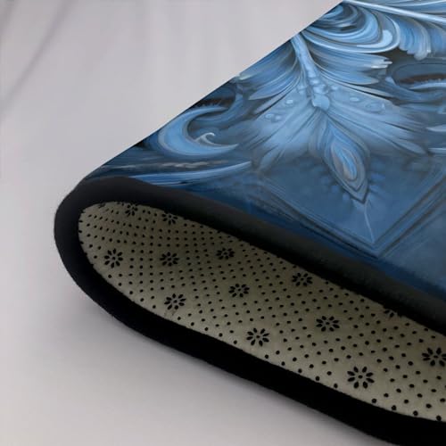 Tapis Noël bleu flocon de neige grand format velours fin résistant