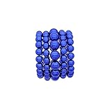 BA UNIQUE FASHION Women's Faux Pearl Stretch Bracelet 5 PCS Set (Royal Blue)