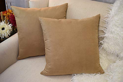 Moonrest THROW PILLOW COVERS KHAKI 18 Pack Of 2- Suede Square Decorative Throw Pillow Covers Sofa Sham Solid Colors Couch Cushion Pillowcases thumb #1