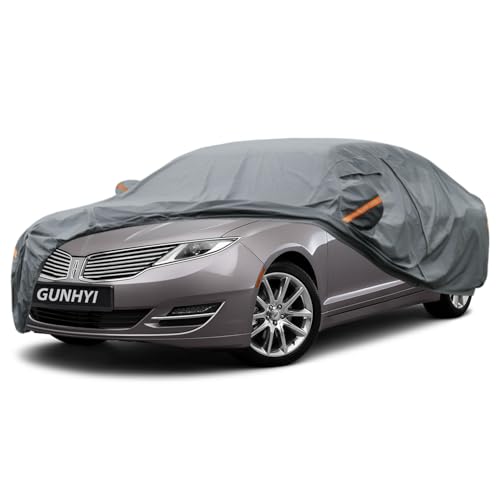 Image of GUNHYI Premium Car Cover Custom Fit Lincoln MKZ, 16 Layers Heavy Duty Car Cover Waterproof All Weather with Zipper Door for Sun Rain Snow Dust Uv Protection
