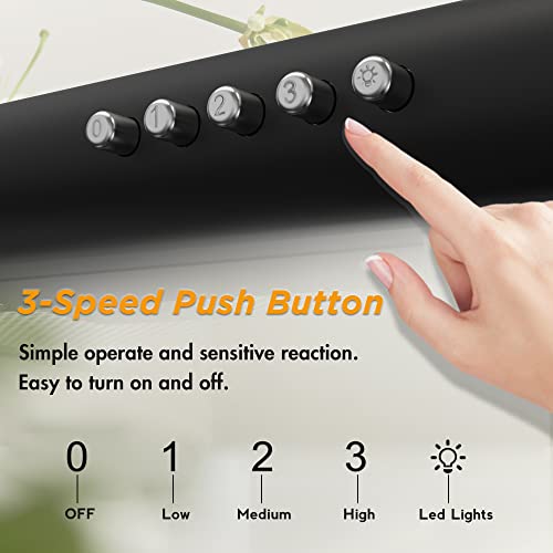 image for FIREGAS 30 Inch Black Under Cabinet Range Hood, Ducted/Ductless Conver