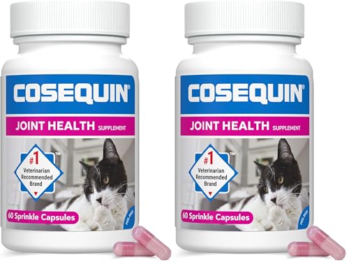 Nutramax Cosequin for Cats Joint Health Supplement,Contains Glucosamine for Cats,Plus Chondroitin and Boswellia,Supports Healthy Joints,for-All Breeds and Sizes,Sprinkle Capsules,60 Count (Pack of 2)