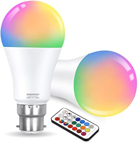 B22 10W Colour Changing Light Bulb, LED Bulbs Bayonet with Remote,1000LM