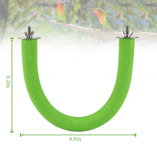 Image of Rypet U Shape Parrot Perch Stand Toy for Paw Grinding Clean Stick Exercise, Rough-Surfaced Quartz Bird Perch Standing Cage Accessories for for Small Parakeets Cockatiels Conures Macaws Finches(Green)