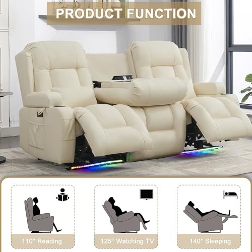 Image of URRED Wall Hugger Power Recliner Sofa with Massage and Heat,Irovy