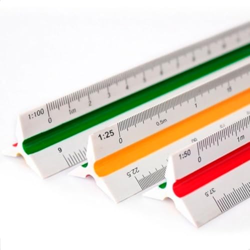Escalímetro 30 cm N 1 Régua Triangular Escala Desenho Técnico Com Capa