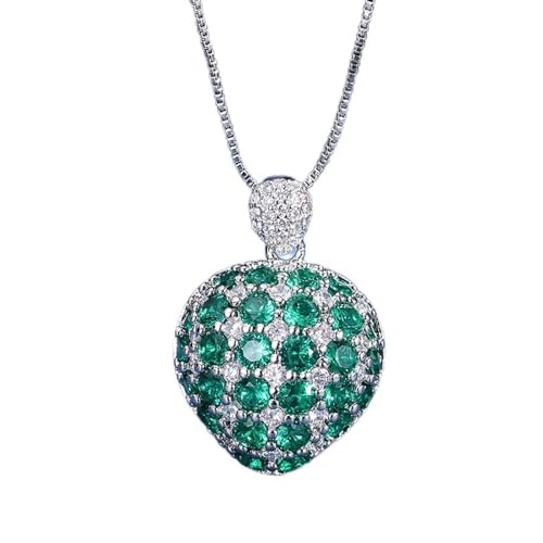 OBCPD 20 * 29 mm Rubí Esmeralda Zafiro Collar Colgante en Forma de corazón para Mujeres Joyería de Piedras Preciosas Regalo Femenino