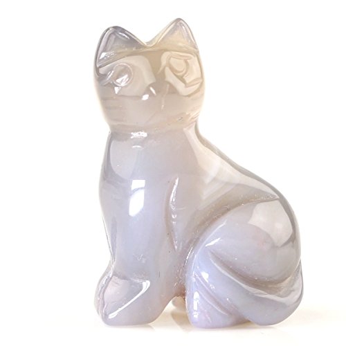 Carved Healing Crystals Gemstones Cat Figurine Statue Decoration 1.6 Inches (Mix 3Pcs) #TOP7