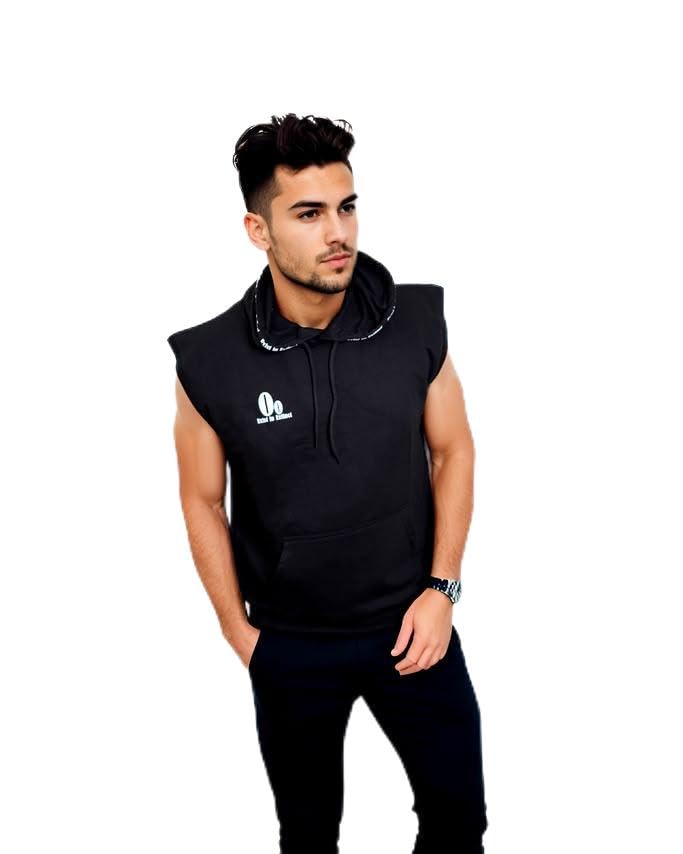 Black Sleeveless Hoodie Unisex-image-45