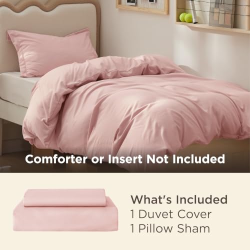 Image of Bedsure Twin /Twin XL Duvet Cover, Soft Double Brushed Bedding Set, Pink | For Kids & Adults, 68 inchx90 inch Comforter Cover, Hotel Luxury, All Season, Breathable, Easy Care, Lightweight, Zipper Closure