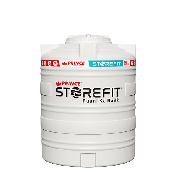 Image of PRINCE STOREFIT Vertical Water Tank [STOREFIT] 1000 Ltr (T /L)(W)| Anti microbial Inner food grade plymer|Insulated (White) middle layer|UV protected and Stabilized cover layer (1000 Ltr)