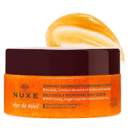 NUXE Rêve de Miel Nourishing Skin Exfoliator Body Scrub With Honey Sugar Crystals and Shea Butter for Dry, Sensitive Skin, 6.7 Fl Oz
