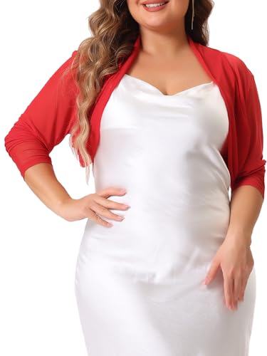 Image of Agnes Orinda Plus Size Mesh Crop Cardigans for Women Long Sleeve Open Front See Through Sheer Bolero Shrug Top