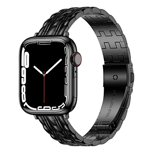 Bracelet iWatch fin en acier noir idée cadeau chic pour femme