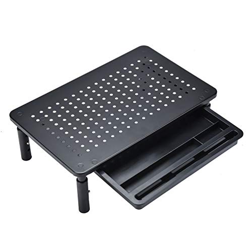 Monitor Stand Rise 3 Height Adjustable,Computer, iMac, Pc, Printer, Desktop Ergonomic Metal Monitor Riser Stand with Mesh Platform for Airflow