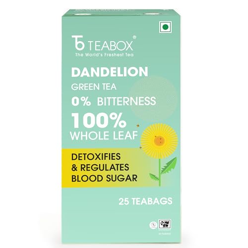 Teabox Premium Darjeeling Green Tea With Dandelion Roots | 100% Whole Leaf & 0% Bitterness | Green Tea From The Himalayas | 25 Tea Bags (Low Caffeine)