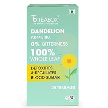 Teabox Premium Darjeeling Green Tea With Dandelion Roots | 100% Whole Leaf & 0% Bitterness | Green Tea From The Himalayas | 25 Tea Bags Low Caffeine