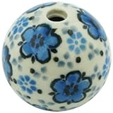 Polmedia Polish Pottery 1-inch Stoneware Bead H5820H Hand Painted from Ceramika Artystyczna in Boleslawiec Poland. Shape S600C(A04) Pattern P8115A(1955)