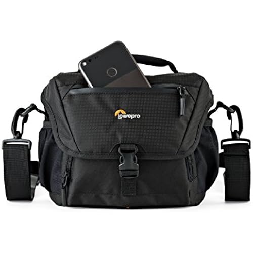 Lowepro LP37119, Nova 160 AW II Camera Bag, Customizable, Portable, Fits DSLR with 17-85 mm Attached Lens, Compact Drone, 1-2 Additional Lenses, Flash, Black