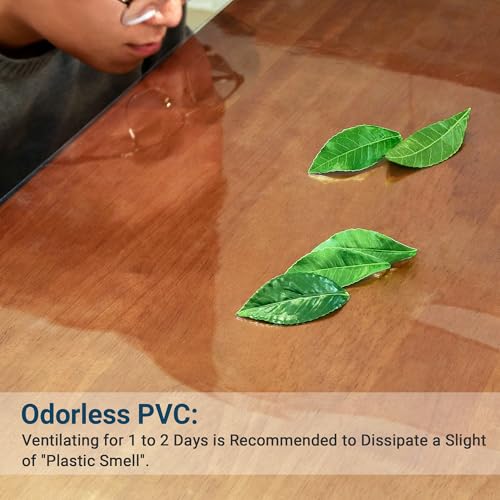 Image of 36 x 60 Inch Clear Table Cover Protector Rectangle, 1.5mm Transparent Plastic Table Protector Waterproof, Anti-Scratch Clear Desk Mat for Office Desktop Dresser Dining Table, FDA Compliant