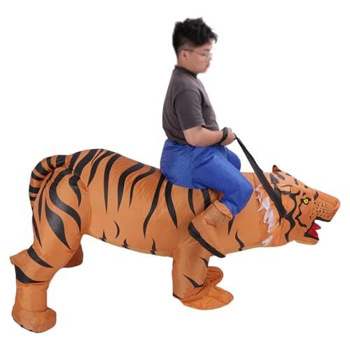 Xiuganpo Disfraz de Tigre Inflable, Funny 210T Polyester Fabric Full Body Blow Tiger Disfraz con Soplador para Festivales para 150-190 Cm de Altura del Cuerpo