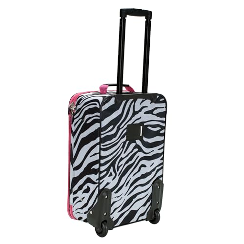 Image of Rockland Fashion Softside Upright Luggage Set, Pink Zebra, 2-Piece (14 /19)