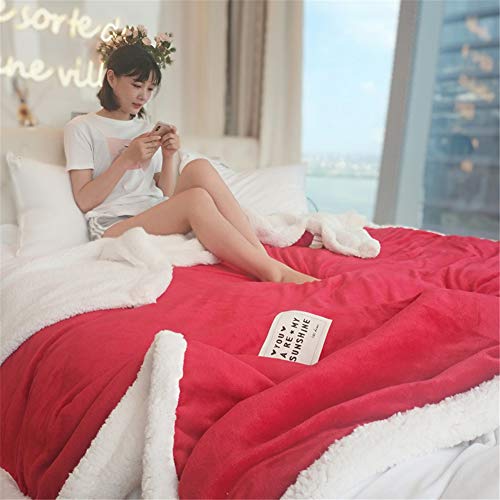 YCDZ Manta De Algodón Puro, Manta De Cachemir De Franela para Ropa De Cama, Microfibra, Manta Cálida Súper Suave Y Esponjosa, Manta De Terciopelo (Rojo,100 x 120 cm)