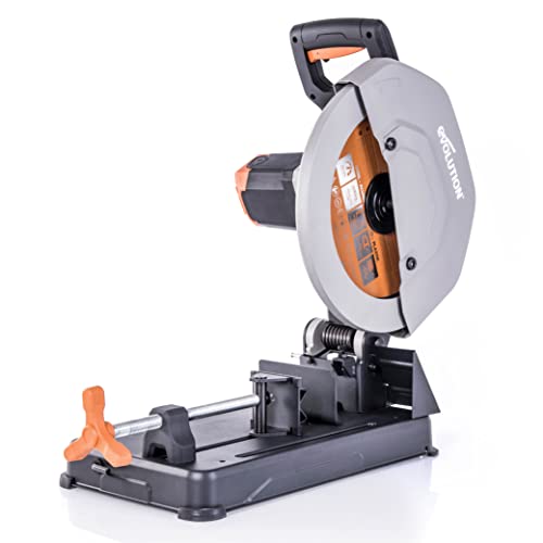 Evolution Power Tools R355CPS afkortzaag met TCT-zaagblad voor meerdere materialen, zaagt staal, aluminium, hout en meer, 355 mm