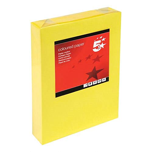 5 Star Coloured Copier Paper Multifunctional Ream-Wrapped 80gsm A4 Deep Yellow [500 Sheets]