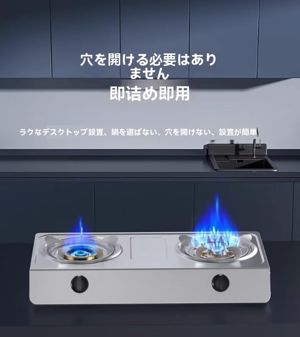 Amazon | LPYROSE ガスコンロ 2口 都市ガス/プロパンガス対応 自動消火 